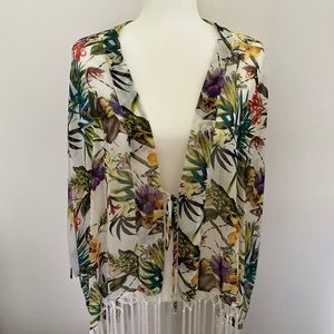 Tropical Floral Print Caftan Coverup